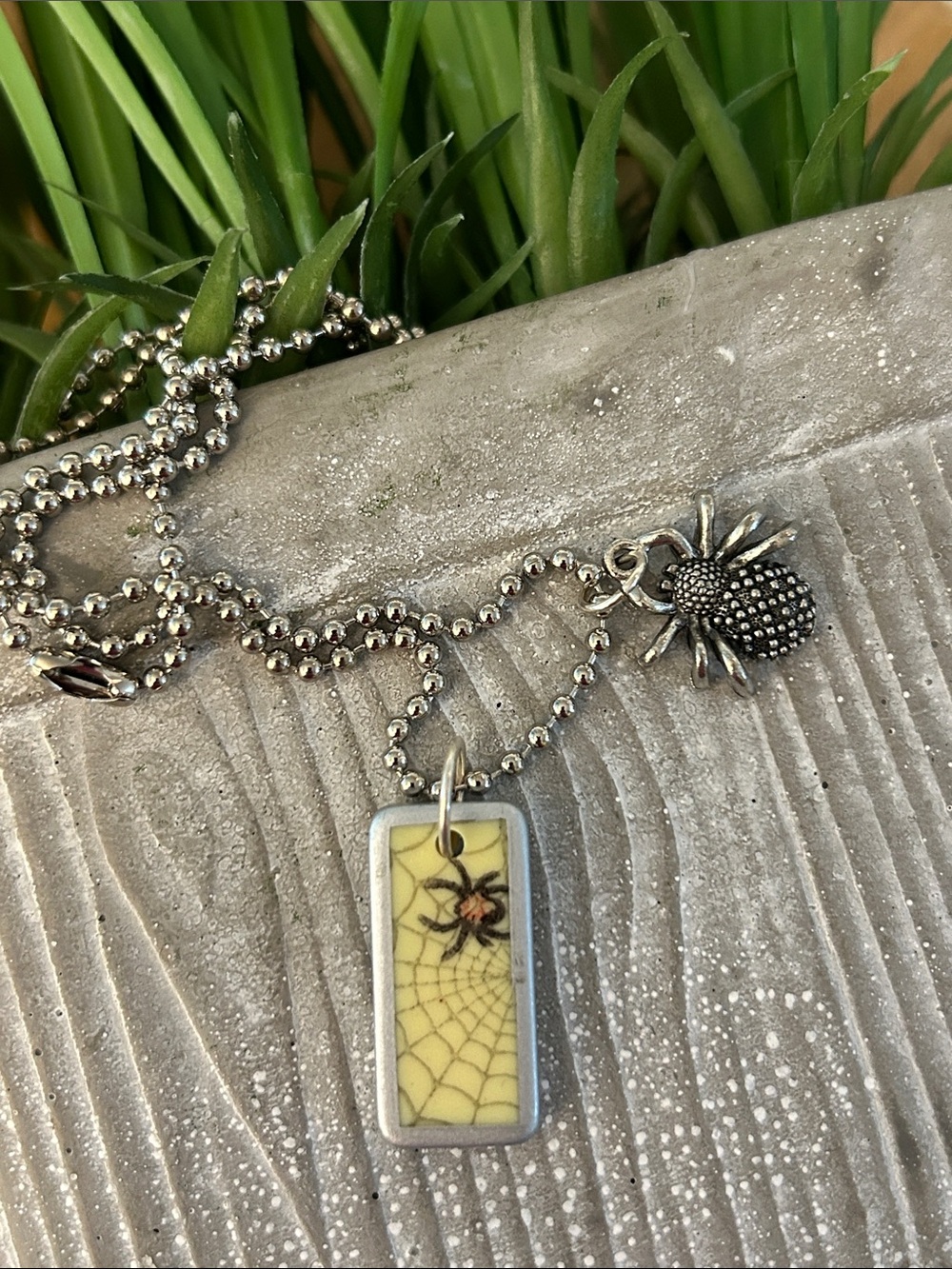 Spider Web Pendant Necklace NEW handmade mini domino necklace with spider charm